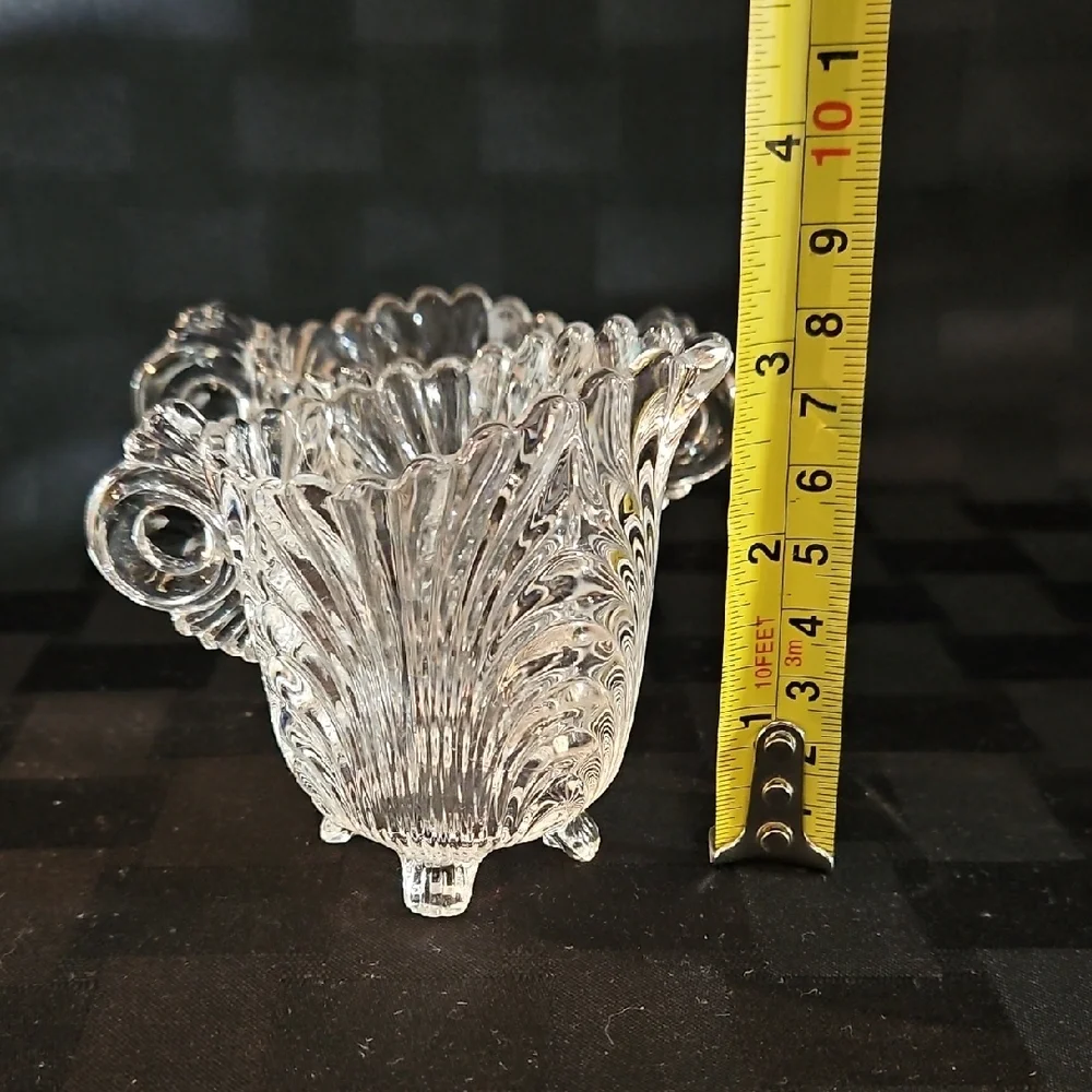 Cambridge Caprice Clear 3 Toed Mini Cream Pitcher and Open Sugar, UV Reactive
